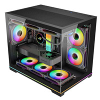 Ordinateur de jeu de compétition électronique double face en acier, micro ATX, tour moyenne, vertical, avec refroidissement liquide 360°, vue sur la mer