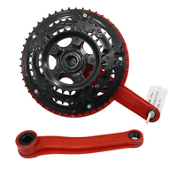 Pédalier de VTT avec manivelle en fer recouvert de plastique rouge vif, accessoires de vélo, plateaux de chaîne