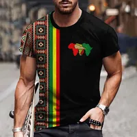 T-shirt d'été pour hommes, imprimé ethnique tribal, motif africain 3D, col rond, manches courtes, style Harajuku Y2K