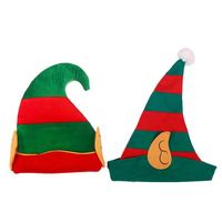 Chapeau d'elfe rayé rouge et vert en gros avec oreilles, décorations de fête de Noël festives, chapeau de clown, chapeau de Noël pour les fêtes