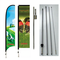 Spanduk Pantai KAWA 16ft, Bendera Polyester Cetak Digital dengan Tiang Fiberglass dan Pasak Tanah untuk Pameran dan Iklan