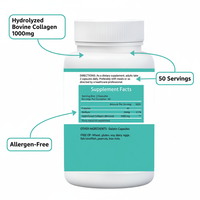 Complément de collagène personnalisé OEM pour soutenir l'immunité et l'énergie, la peau, les cheveux et les ongles, capsules de collagène bovin hydrolysé de qualité alimentaire