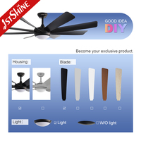 Ventilateur de plafond 1stshine 60 pouces avec pales en ABS, grand débit d'air, application mobile, écologique, 6 vitesses, haute efficacité, avec lumière