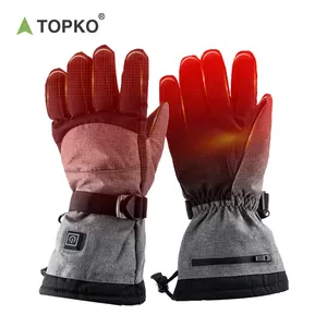 TOPKO Gants de ski électriques chauffants à batterie imperméables en microfibre Softshell