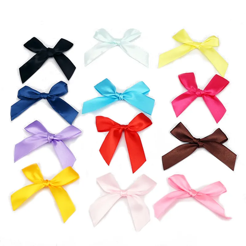 Ribbons Custom Pre Tied Satin Ribbon Bow With Self Adhesive Sticker Tape For Diy Craft Gift Tree Decoration