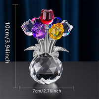 Ornements romantiques en cristal en forme de rose, cadeau pour anniversaire ou Saint-Valentin, rose éternelle artisanale