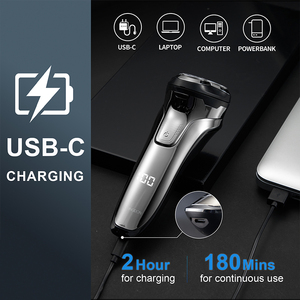 Electric <b>Razor</b> for Men's Face IPX6 Washable 3D Floating <b>Head</b> Shaving Pop-up Trimmer Machine Rechargeable Rotary Shaver - Product Image 3