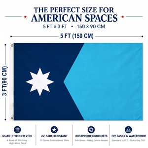 Bandera del estado de Minnesota, EE. UU., de alta resistencia, 3x5 pies, bordada y cosida, nailon Oxford 210D, dobladillo con 4 filas de costuras, ojales de latón macizo - Product Image 3
