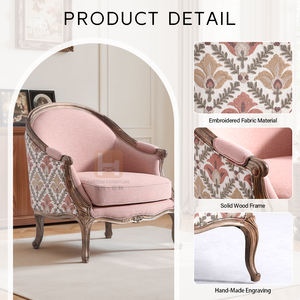 <span class=keywords><strong>Fauteuil</strong></span> de salon en bois rétro américain avec tissu imprimé <span class=keywords><strong>rose</strong></span>, durable, écologique, personnalisable pour la maison, le bureau, la villa, l'hôtel, l'appartement - Product Image 5