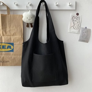 Reutilizable Eco algodón tela Shopper <span class=keywords><strong>libros</strong></span> lona chaleco bolsa <span class=keywords><strong>de</strong></span> compras mujeres estudiante comestibles lona bolsa con bolsillo - Product Image 4
