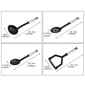 24 pièces d'ustensiles de cuisine en nylon sans BPA avec manche en acier inoxydable - Product Image 5