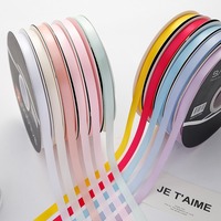 Ruban en satin polyester écologique double face de 1 cm, couleur unie, pour anniversaire, Saint-Valentin, décoration, macaron, fleuristes, bouquet
