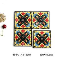 100x100mm Rétro Art Méditerranéen Petite Fleur Briques Cuisine Carreaux Faits À La Main