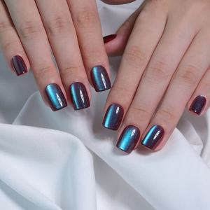 <span class=keywords><strong>Uñas</strong></span> Postizas Acrílicas Reutilizables con Diseño <span class=keywords><strong>de</strong></span> Ojo <span class=keywords><strong>de</strong></span> Gato, Color Degradado Rosa, Morado y Blanco, Cortas y Cuadradas, con Acabado Brillante, Pre-Diseñadas para Mujer - Product Image 1