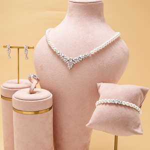 Conjunto de collar de circonia cúbica hecho a mano, joyería elegante de boda, conjunto completo de joyas, chapado en oro de Dubái, venta al por mayor, 017068 - Product Image 2