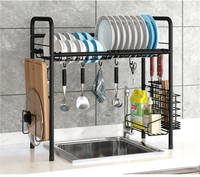 Égouttoir à vaisselle vertical MIXWARES en acier inoxydable 304 noir pour évier de cuisine, rangement pour vaisselle et ustensiles
