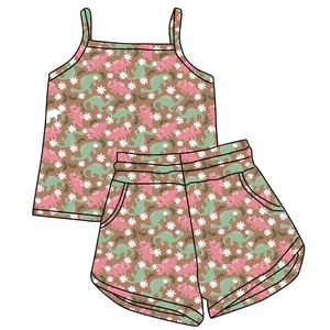 Conjunto de Tirantes Casuales sin Mangas para Bebés Niñas, de Bambú/Algodón Orgánico, OEM/ODM, con Estampado Personalizado, Gran Venta - Product Image 3