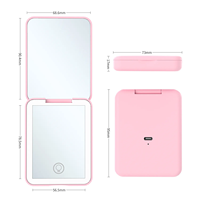 Miroir de poche rechargeable double face avec grossissement 1X 2X Miroir de courtoisie compact avec lumières LED