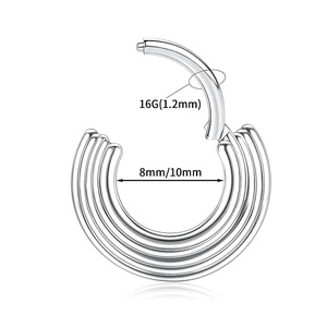 Stainless Steel Trapezoidal <b>Nose</b> <b>Ring</b> 3 Or 5 Layer Geometric Design For Daily Wear Piercing Jewelry - Product Image 2