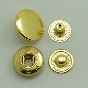 Factory Wholesale High Quality Custom Shape Logo Clothes Metal Alloy Plating 4 Part Spring Snap Button For Coat Garment