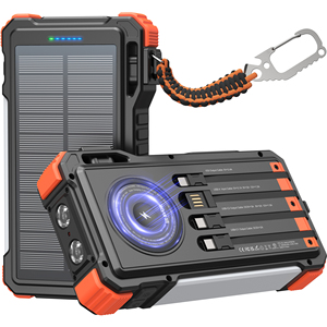 Montre connectée 2026 avec charge sans fil, charge rapide pour téléphone, batterie solaire 20W, étanche, lampe d'extérieur avec 4 câbles - Product Image 2