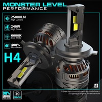 Phares à LED D-Lumina Double Faisceau 25000lm pour Voiture, Ampoules Avant Auto H4 H7 H1 H3 H11 9005 9006 Hi/Lo