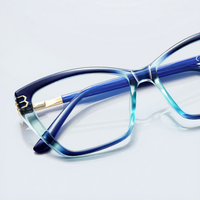 2262 Monture de lunettes de vue mode pour femme, monture papillon intégrale, couleur dégradée, en TR, avec verres anti-lumière bleue, pour le marché transfrontalier