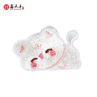 Patchs thermocollants en PVC brodés motif chat, écologiques, nœud rose en forme de cœur pour vêtements de chatons, sacs et décoration DIY