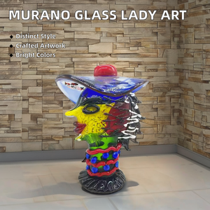 Sculpture <span class=keywords><strong>en</strong></span> <span class=keywords><strong>verre</strong></span> d'art de <span class=keywords><strong>Murano</strong></span> faite à la main Technique soufflée unique femmes portant des chapeaux Figurine de noël <span class=keywords><strong>boule</strong></span> de décoration de la maison colorée - Product Image 2