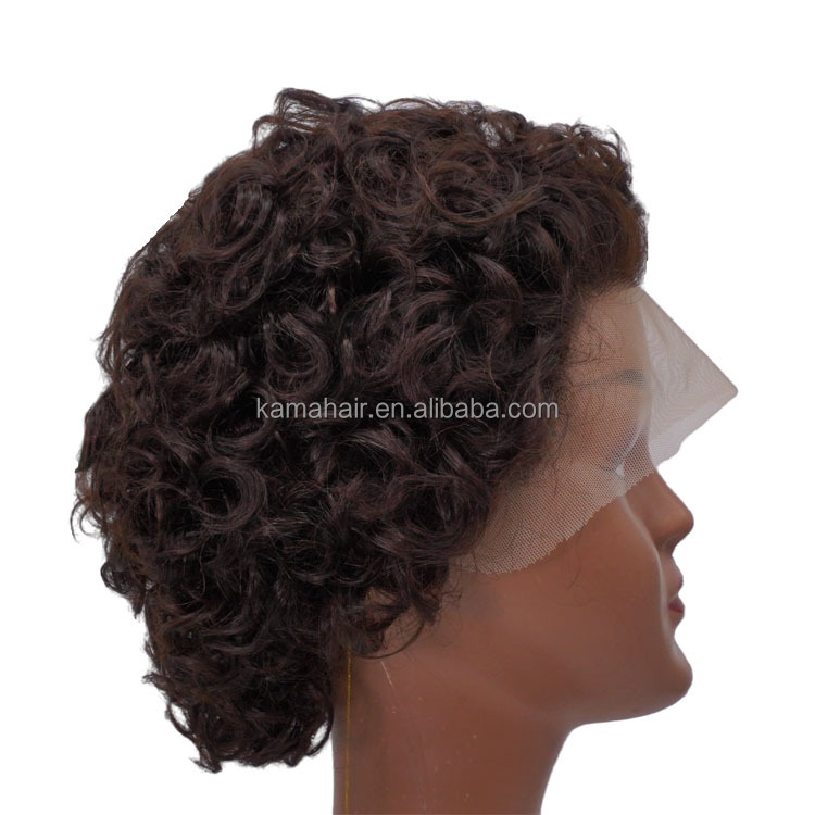 KAMA Pixie Cut Wig Human Hair Curly Bob Short Pixie Cut Lace Wig Frontal 13x4 Pixie Wig Bleached Front Lace with Baby Hair Detail Section 3