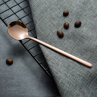 Tasse en or Rose 18/10, 13cm, 15cm, 17cm, Mini cuillère à Dessert à Long manche en acier inoxydable, cuillère à café en métal
