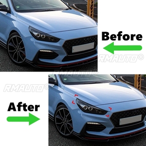 Autocollants pour les sourcils des phares avant de voiture, aspect noir brillant/carbone, pour Hyundai I30 I30N MK3 2017-2019 - Product Image 4