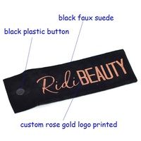 Pochette en velours noir avec bouton pression et logo or rose personnalisé pour bijoux