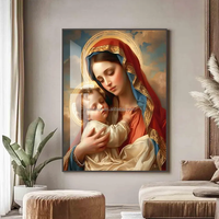 Impressions d'art numérique sur le thème religieux, peintures de portraits, peintures sur porcelaine cristalline avec cadres en alliage d'aluminium