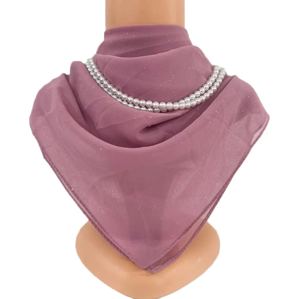 ผ้าพันคอสำหรับผู้หญิงผ้าคลุมกล่องสี่เหลี่ยมมีจีบผ้าไหมฮิญาบผ้าชีฟองมุสลิมจัดส่งฟรี