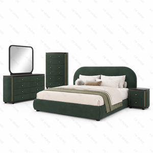 Juego de Muebles de Dormitorio Moderno con Cama Queen Acolchada, Diseño Contemporáneo, Cómoda y Armario para el Hogar - Product Image 2