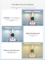 Lampe de table LED à double tête avec lumière ambiante RVB, affichage numérique de l'horloge, contrôle tactile, lumière de lecture et d'étude réglable