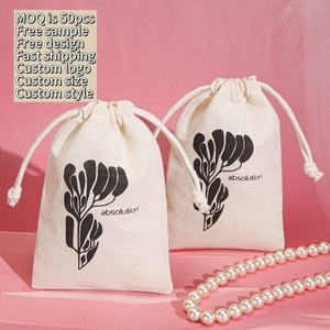 Eco-Friendly Natural Muslin Cotton Drawstring <b>Bag</b> for Tea Custom Logo Printed Organic Small Cotton Gift <b>Dust</b> Packing Pouch - Product Image 2