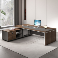 Bureau de style moderne en bois de luxe pour l'aviation, table de bureau en forme de L avec chaise confortable, mobilier de bureau agréable