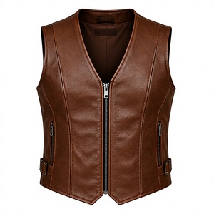 <b>Men's</b> Black <b>Leather</b> <b>Vest</b> V-Neck Button Closure Casual Outerwear Plus Size Regular Fit Solid Color - Product Image 1