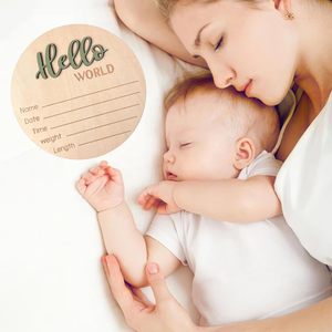 Panneau d'annonce de naissance en bois de 5,9 pouces « Hello World » pour nouveau-nés, idéal pour la fête prénatale, l'hôpital et la crèche, pour garçons et filles - Product Image 4