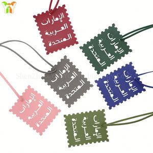 Vintage Pu Leather <b>Charm</b> Pendant Uae Arabic Text Luggage Tag Travel <b>Bag</b> Hanging Ornament Promotional Gift - Product Image 4