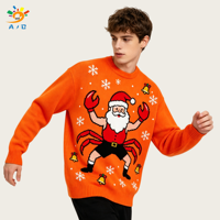 AJB Nouvelle Arrivée Pull de Noël Homme Moche et Original en Coton Respirant à Col Rond pour l'Hiver, Motif Graphique Tricoté, Idéal pour les Fêtes