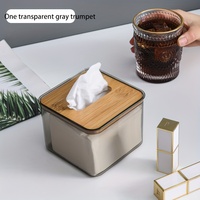 Boîte à mouchoirs élégante de style américain avec couvercle en bambou, support de rangement pour serviettes, fait main, portable, décoration pour la maison, le bureau, la salle de bain, TANGIBLE ZX2072