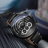 Montre chronographe pour homme I&W Carnival, bracelet en cuir de veau, boîtier en acier inoxydable, mouvement mécanique, haute qualité, résistante à l'eau