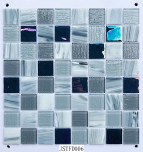 Mosaico de Vidrio Ecológico Iridiscente Turquesa, Moderno, 300x300mm, Cuadrado, Textura de Nube <span class=keywords><strong>Verde</strong></span> Espuma Marina, para Piscina - Product Image 2