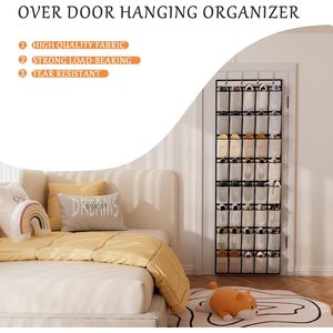 Over The Door <b>Shoe</b> Organizer 40 Pockets Breathable Mesh Hanging <b>Storage</b> Rack For <b>Shoes</b> Behind Door Wall Mount - Product Image 6