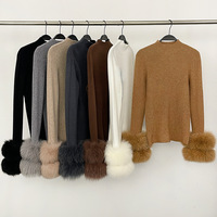 L'automne se vend bien. Pull en tricot à porter en dessus ou en dessous, avec manches amovibles en fourrure de renard, col semi-montant, coupe ajustée, haut de base pour femme