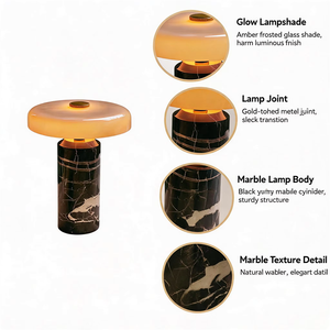 Carrara Modern Portable Rechargeable <b>Table</b> Lamp <b>High</b>-End Marble Atmosphere for Living Room Bedroom <b>Bedside</b> - Product Image 2