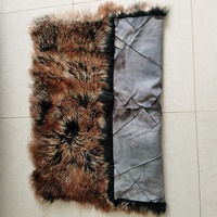 Tapis multicolore en peau de mouton mongole, doux et long, bouclé, moderne, en peluche, de forme carrée, pour chambre à coucher, salon